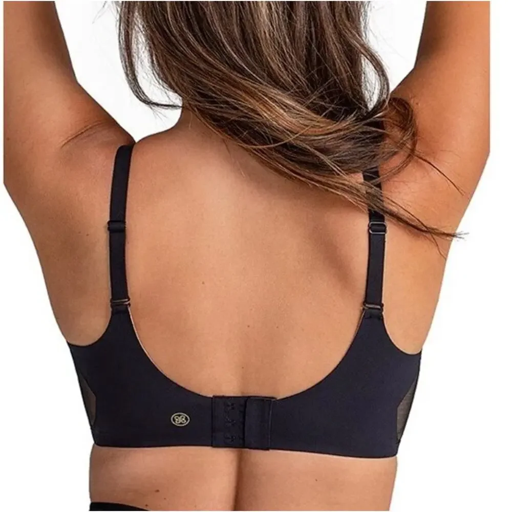 Honeylove 3X Bra‎ Crossover Black Wireless Mesh Comfort